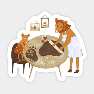 Two mice cooking in the kitchen Sticker